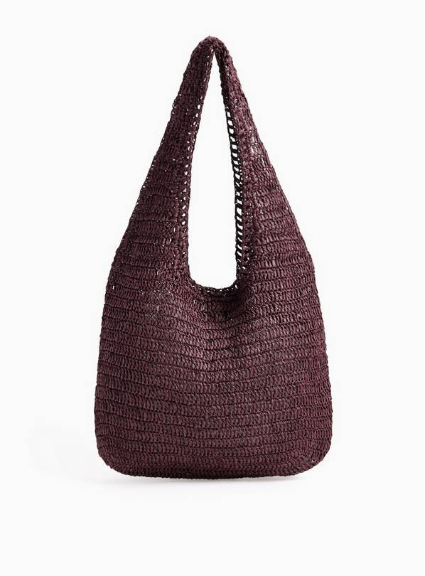 Plum Slouchy Straw Shoulder Bag One Size | Tu Clothing