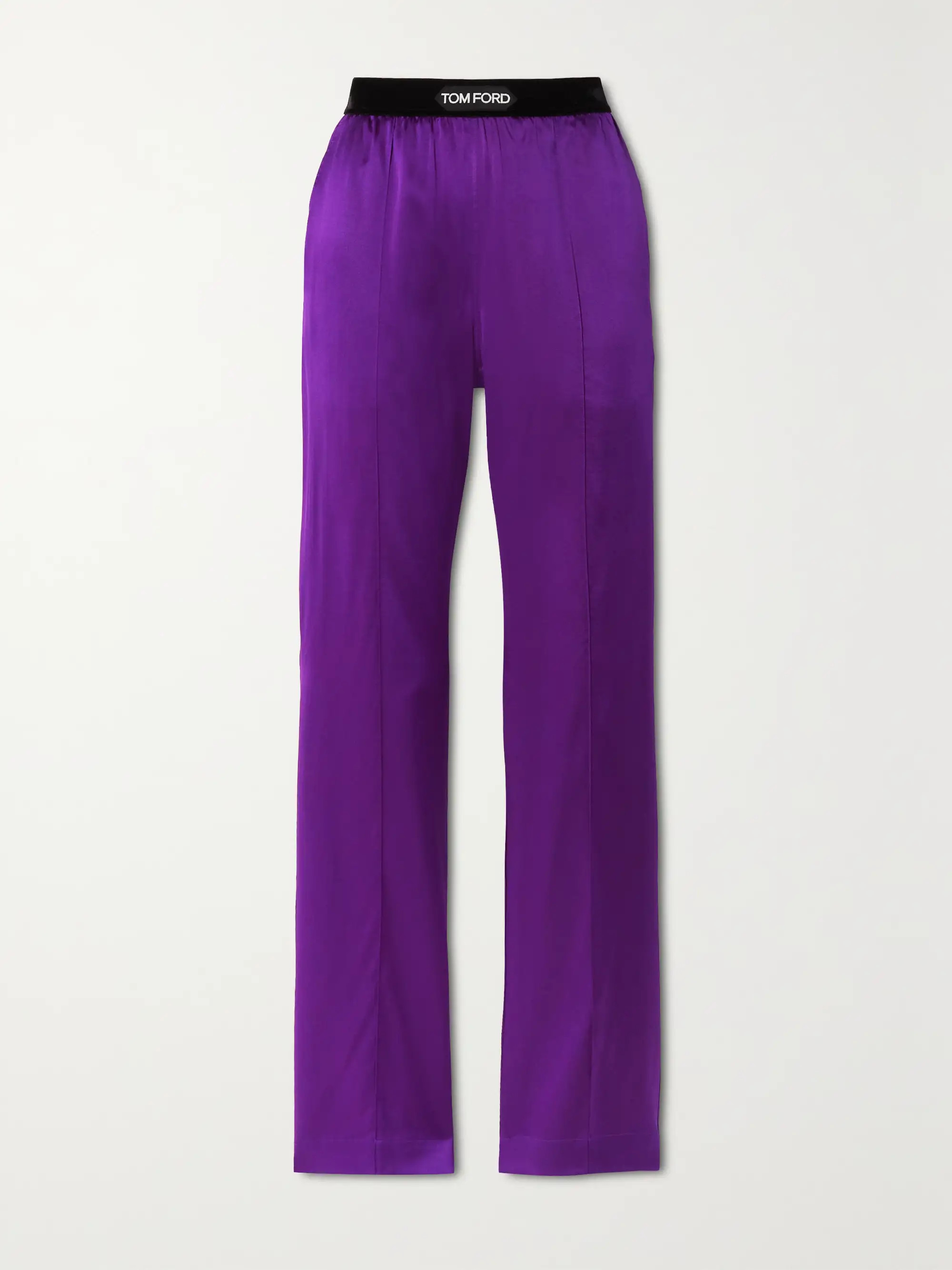 Velvet-trimmed stretch-silk satin pants | NET-A-PORTER (US)