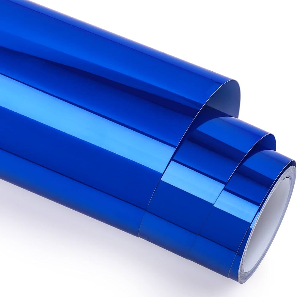 GIRAFVINYL Blue Chrome Vinyl, Chrome Permanent Vinyl Roll - 12" x 6ft Metallic Blue Vinyl for Cup... | Amazon (US)