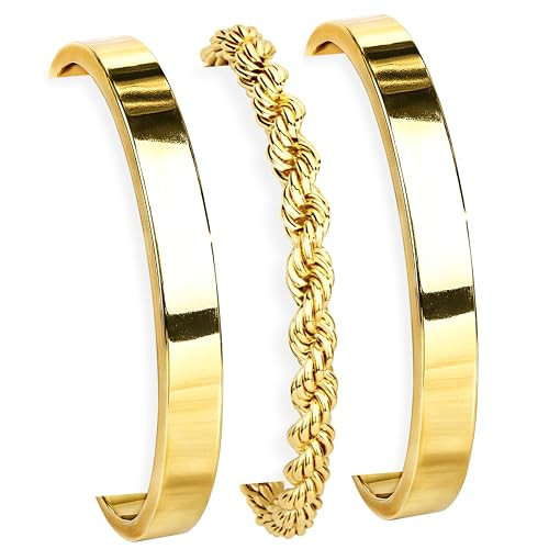 Gokeey Gold Bracelets for Women Non Tarnish Dainty 14K Gold Plated Bangle Cuff Bracelet Stackable Bracelets Set, Layered Rope Link Chain Bracelets Trendy Jewelry Arm Cuff Gifts | Amazon (US)