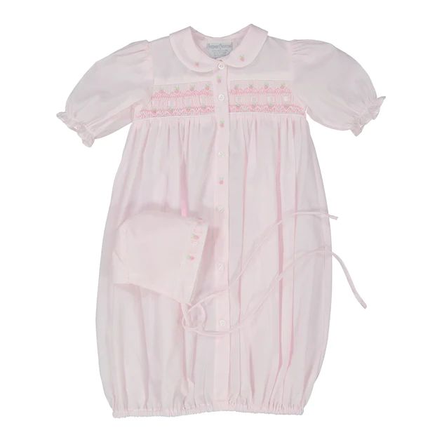 Rosebud Light Pink Smocked Gown with Hat | Classic Whimsy