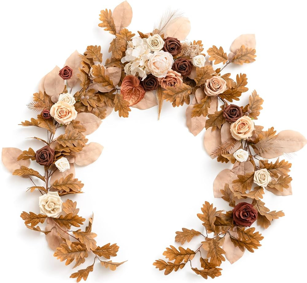 Ling's Moment Eucalyptus Garland with Flowers 6FT，Table Runner with Flowers Handcrafted Wedding... | Amazon (US)