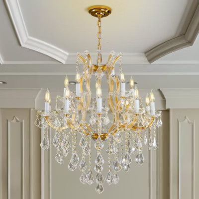 D30 in. 15-Light Modern Gold Candle Crystal Chandelier | Target