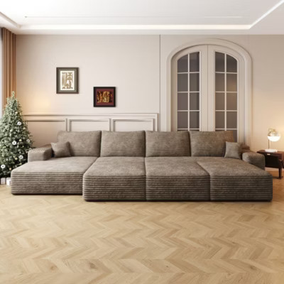 135"Large size modular cloud sofa 6 seats down sofa bed apartment living room sofa ,No Assembly Required,Camel(Plush Corduroy Fabric) | Target