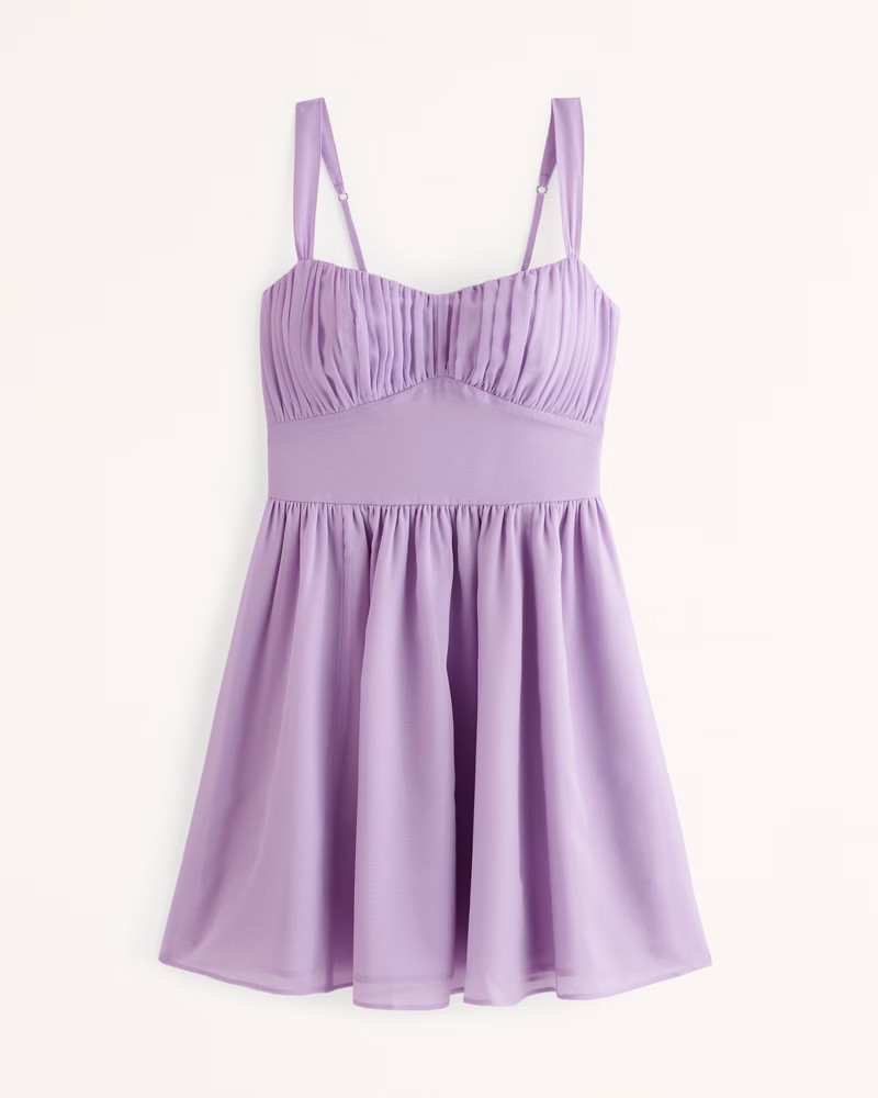 Ruched Chiffon Mini Dress | Abercrombie & Fitch (US)