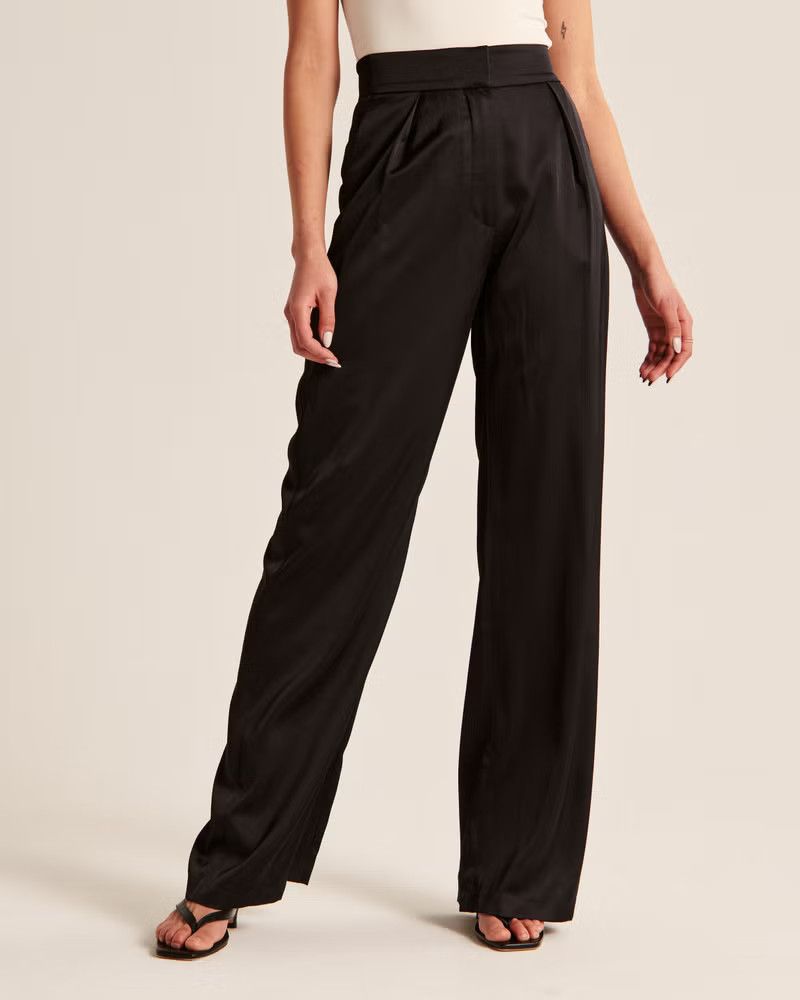 Tailored Satin Wide Leg Pant | Abercrombie & Fitch (US)