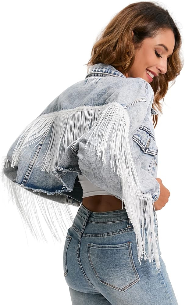 Women's Oversized Vintage Denim Jacket Long Sleeve Boyfriend Coat | Amazon (US)