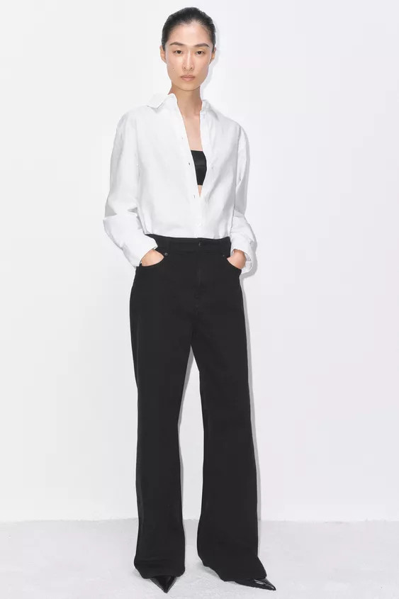ZW COLLECTION WIDE-LEG HIGH-WAIST JEANS | Zara US
