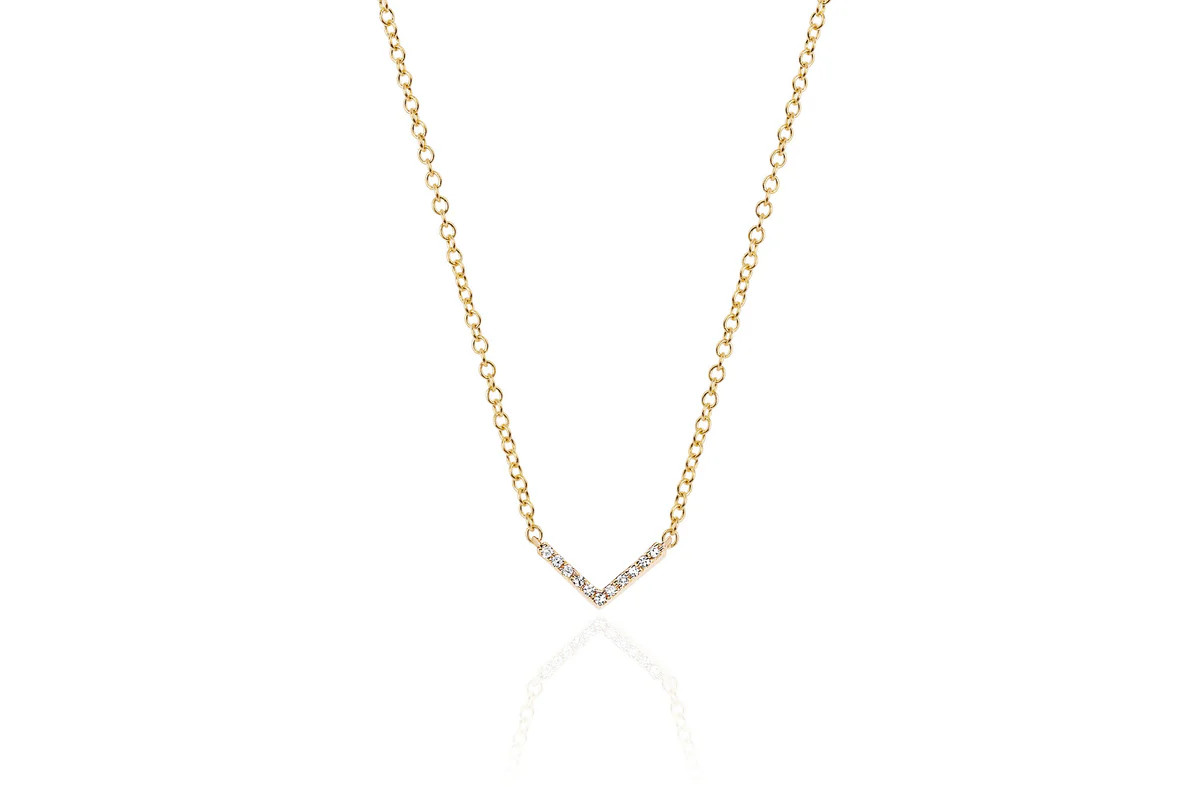 Diamond Mini Chevron Necklace | EF Collection