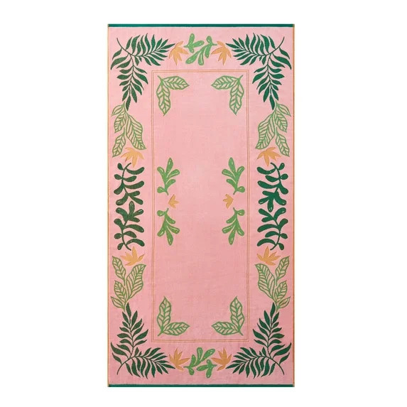 Better Homes & Gardens Cotton-Blend Beach Towel, 72 x 38 in, Pink and Green | Walmart (US)
