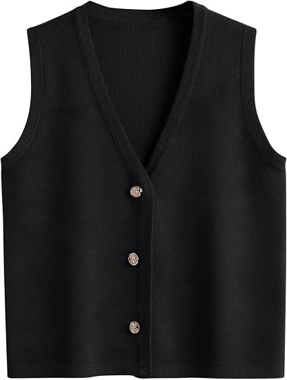 LILLUSORY Vest Tops for Women 2025 Fall Outfits Striped Sweaters Button Up Casual Shirts Blouses ... | Amazon (US)