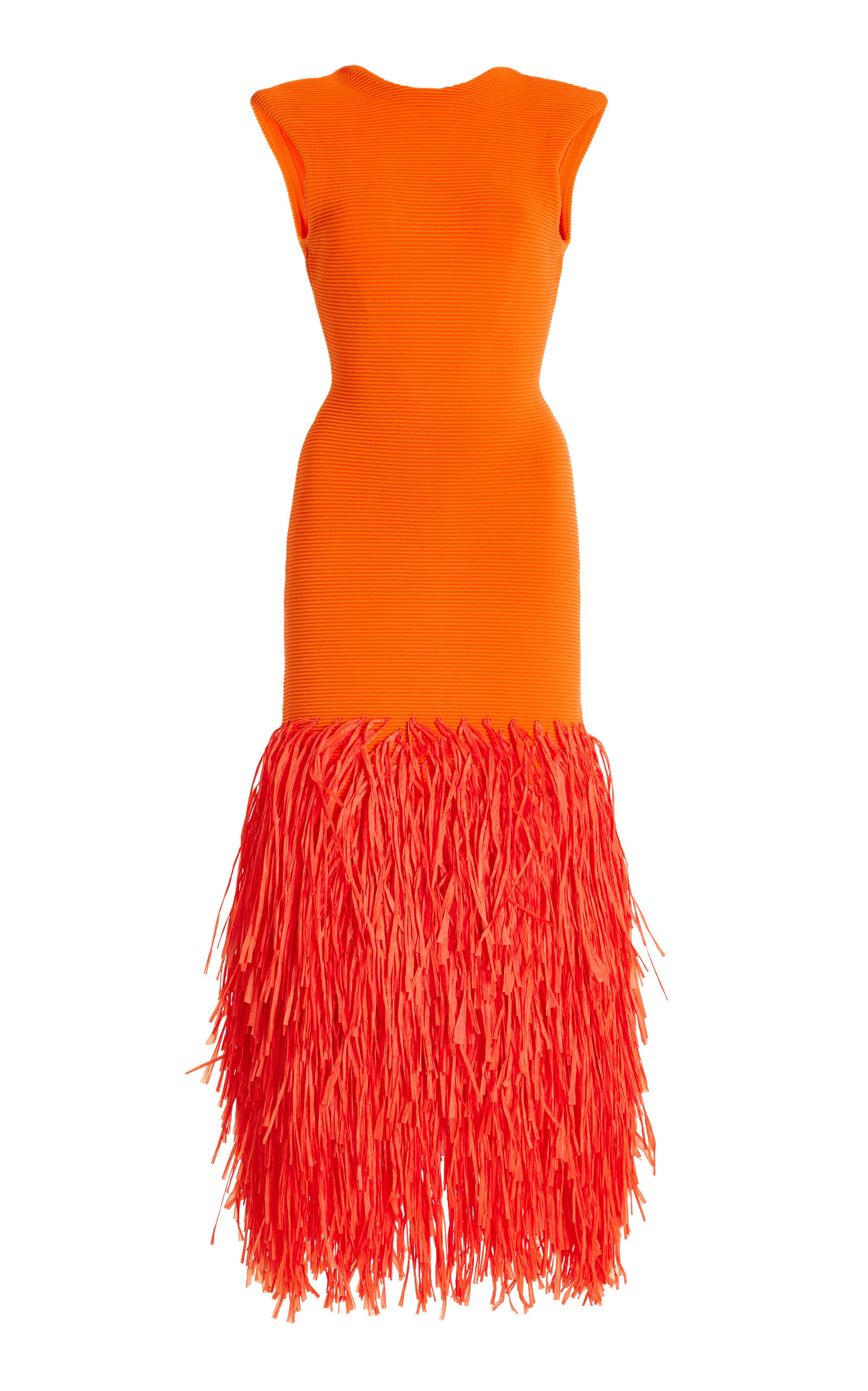 Aje - Women's Rushes Raffia Knit Midi Dress - Orange - S - Moda Operandi | Moda Operandi (Global)