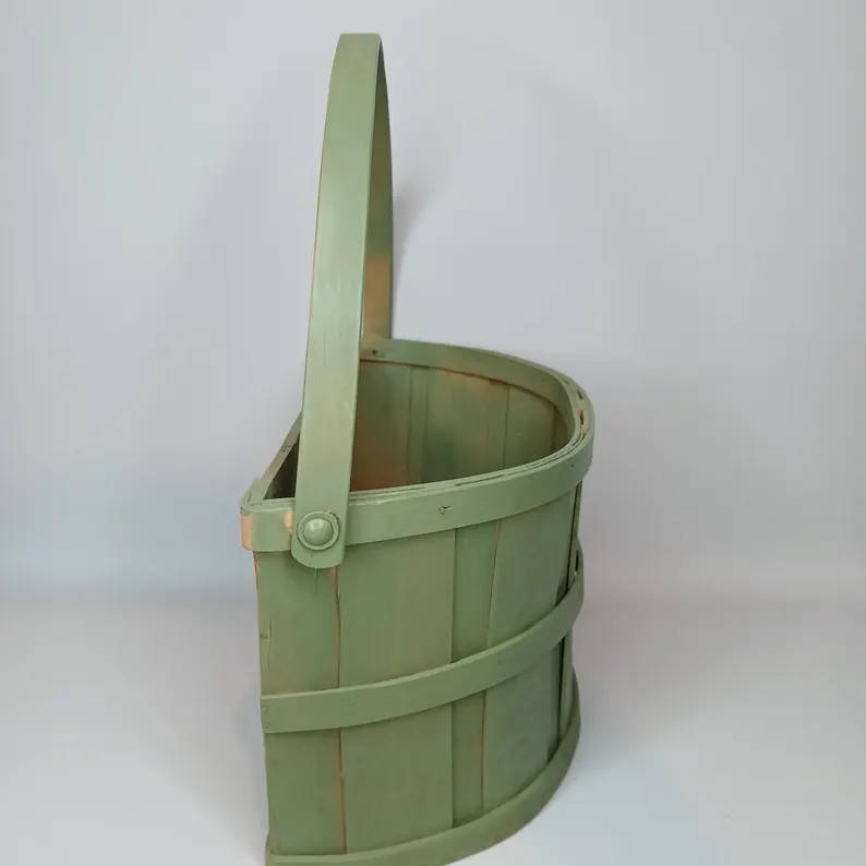 Half Basket Table / Wall Decor Green Wood Home Decor Modern Heritage 8" Vintage - Etsy | Etsy (US)