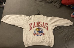 Vintage Kansas Jayhawks CrewNeck Gray Sweater Size Medium | eBay US