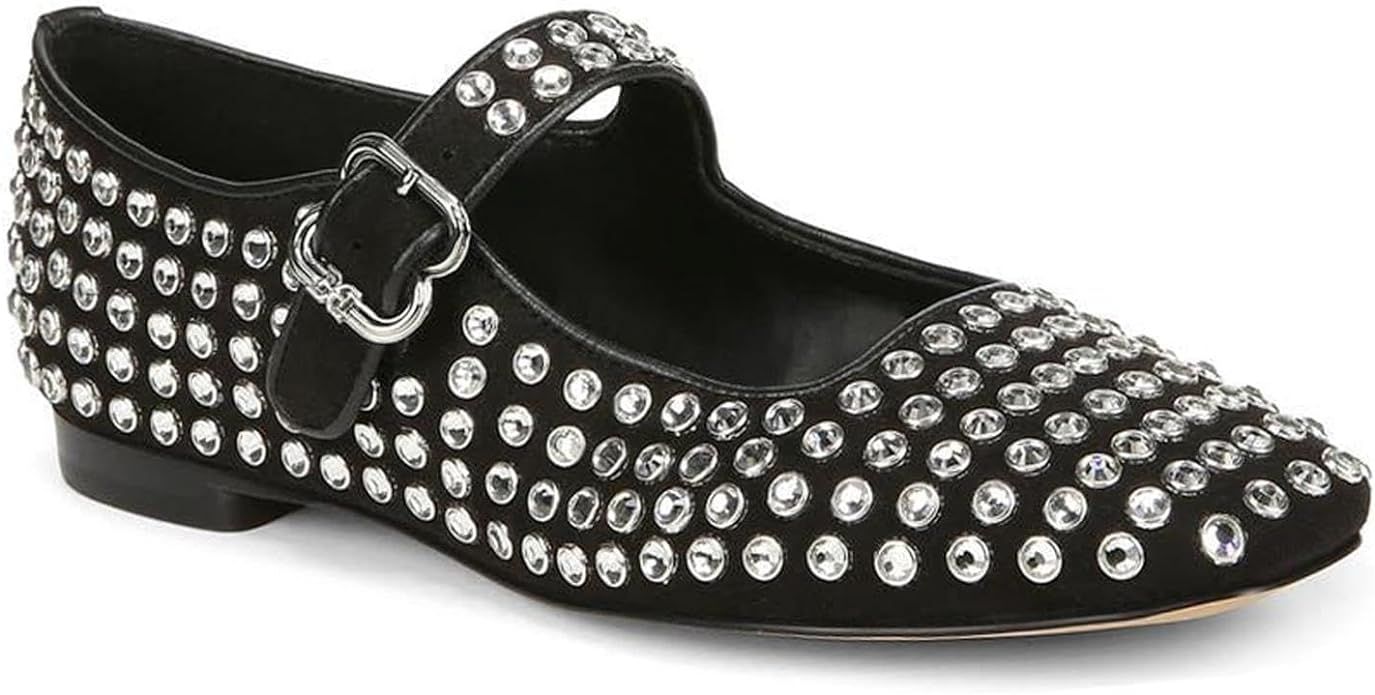 Gradinery Mary Jane Ballet Flats Shoes for Women Rhinestone Square Toe Buckle Strap Low Heels Spa... | Amazon (US)