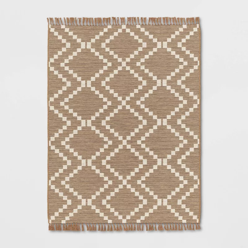Check Diamonds Outdoor Rug Tan - Threshold™ | Target