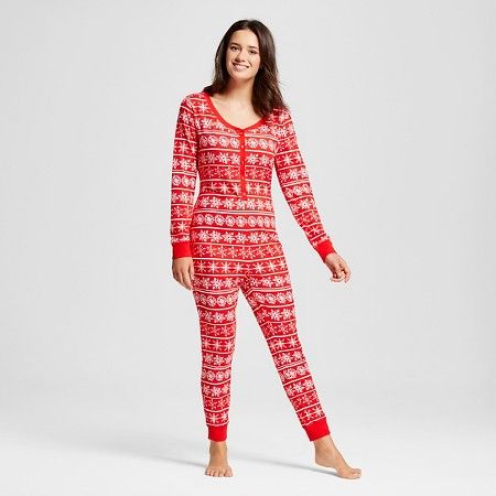 Women's Red Snowflake Pajama Union Suit - Xhilaration™ | Target