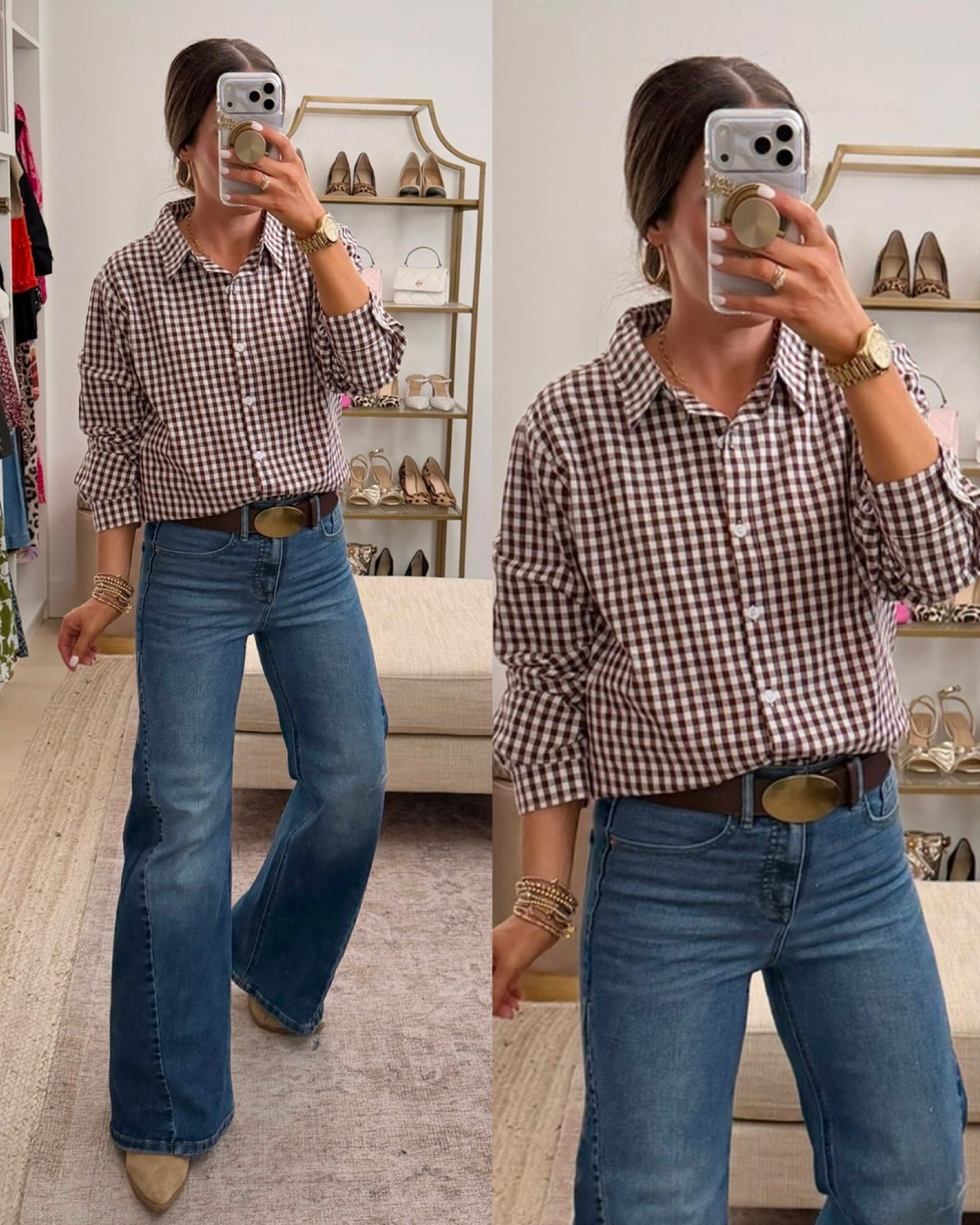 Wearing L in blouse