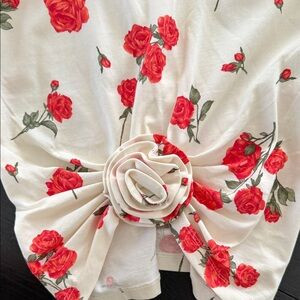H&M Cream Short Sleeve Tee with Red Rose Print | Poshmark