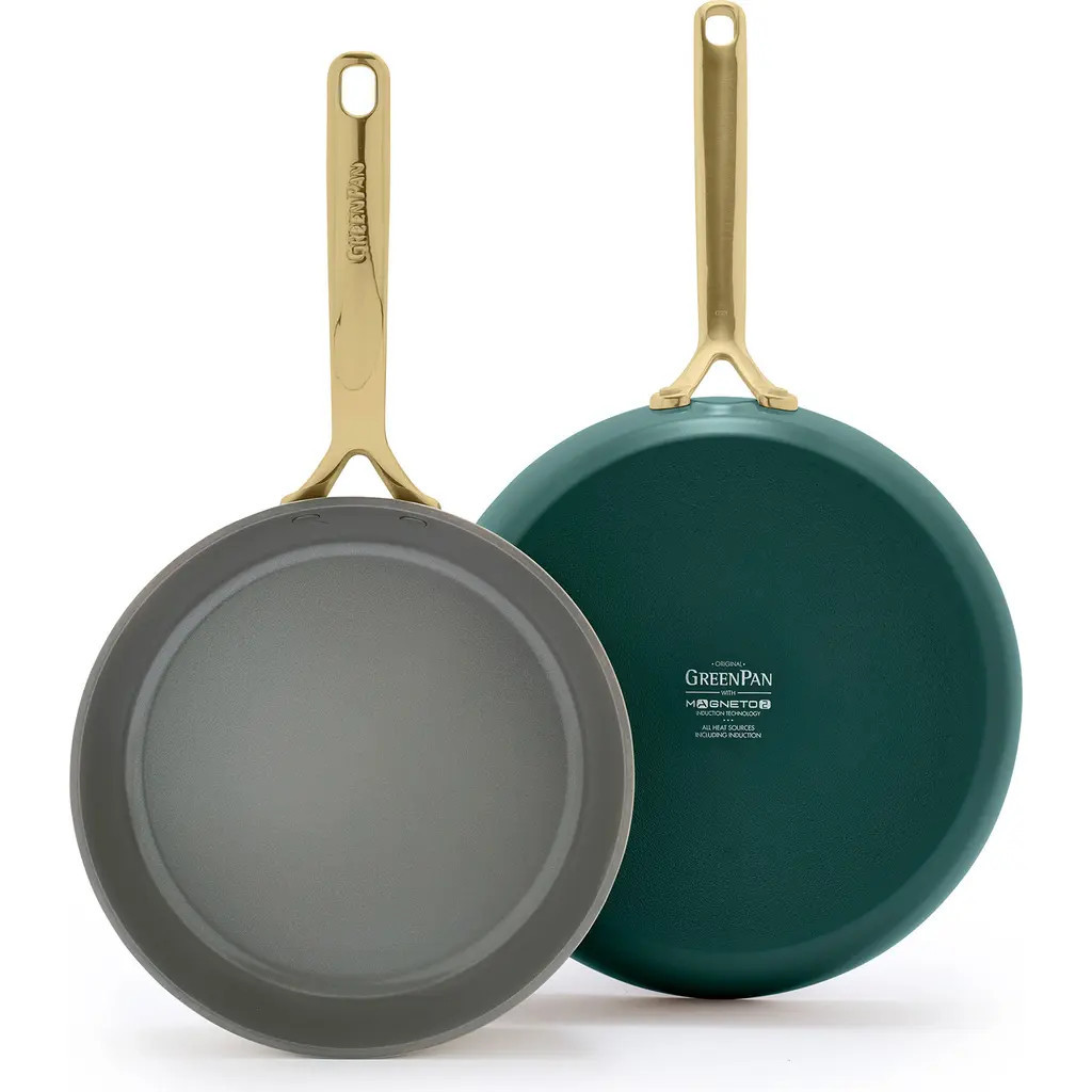 GreenPan GP5 Set of 2 Stainless Steel Nonstick Frying Pans in Rainforest Green at Nordstrom | Nordstrom