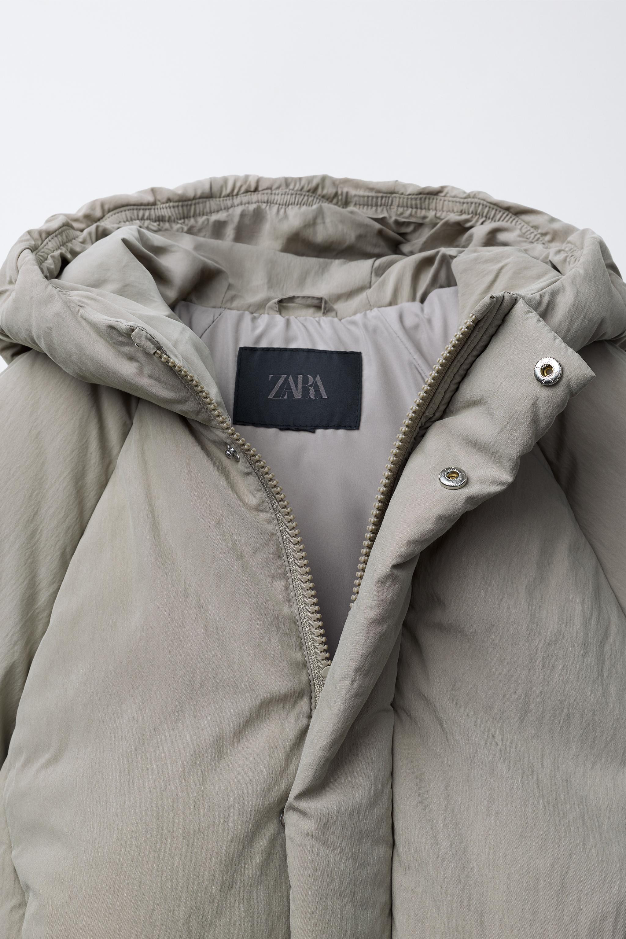 PUFFER COAT WITH EMBOSSED LOGO HOODIE | Zara UK