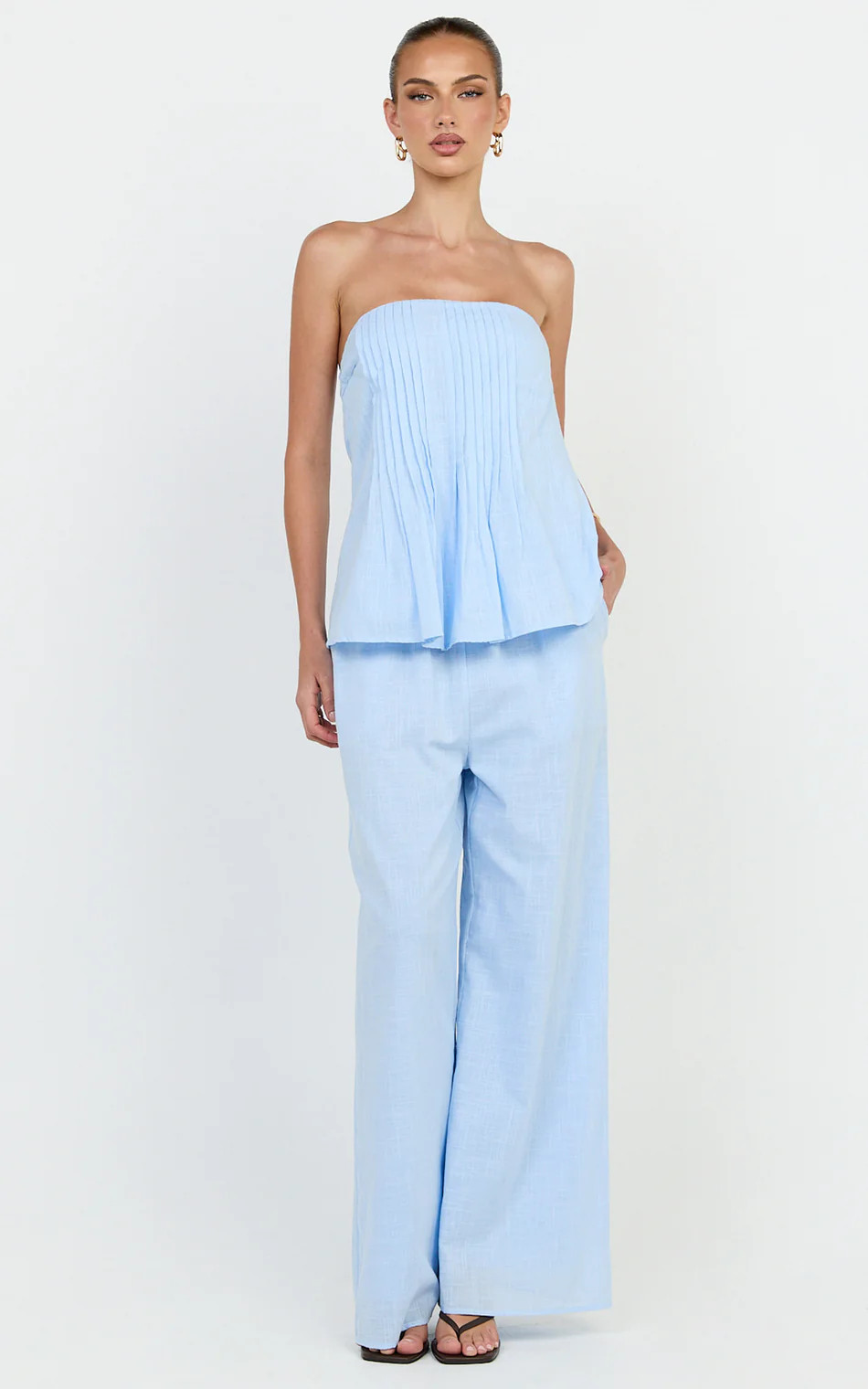 Cotton Tube Pant Set in Blue | Showpo (US, UK & Europe)