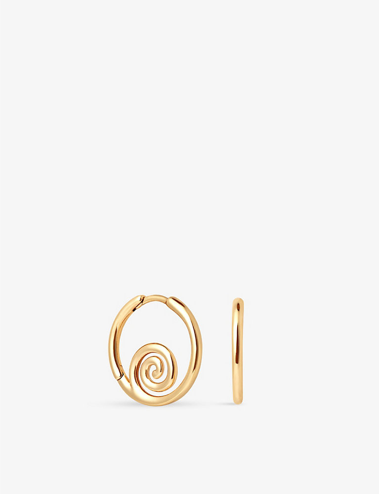 Swirl 18ct yellow gold-plated recycled sterling-silver hoop earrings | Selfridges