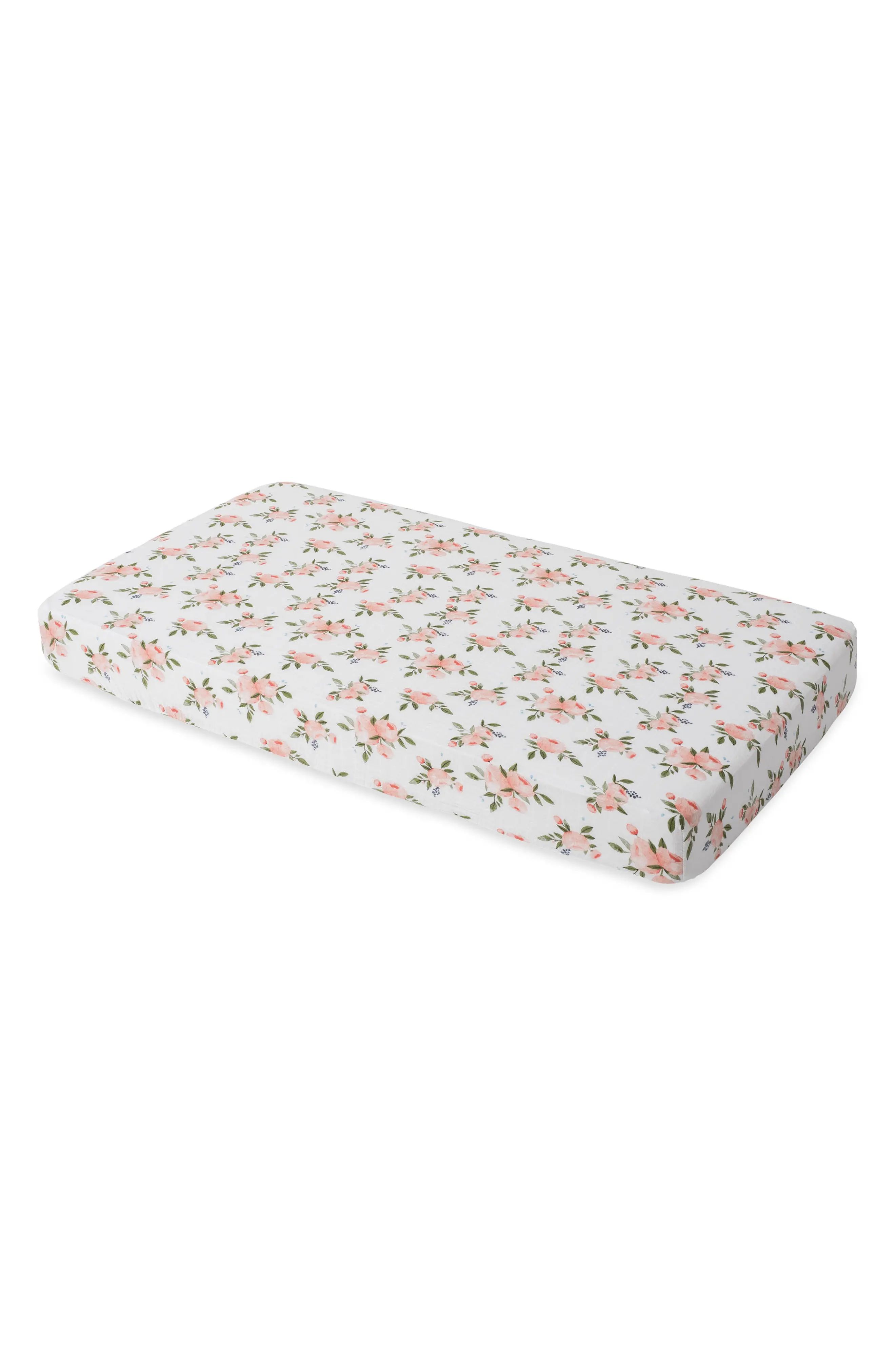 little unicorn Cotton Muslin Crib Sheet in Watercolor Roses at Nordstrom | Nordstrom