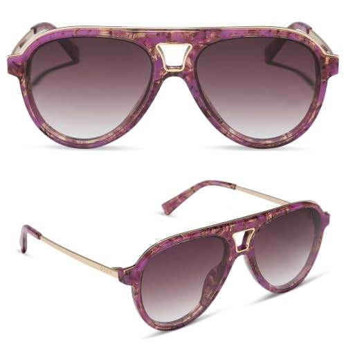 DIFF Tosca III Aviator Sunglasses, Lavender Haze Tortoise + Brown Gradient | Amazon (US)