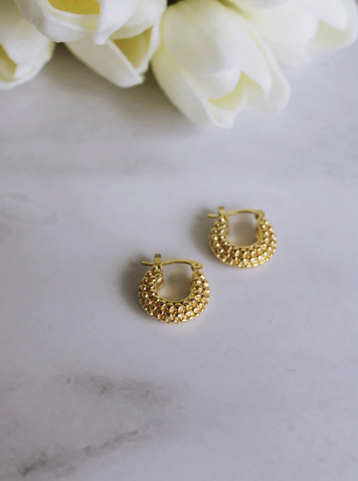 BRIDGET BEADED HOOPS (18K GOLD PLATED) | raëliv