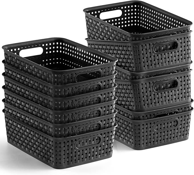 [ 12 Pack ] Plastic Storage Baskets - Small Pantry Organization and Storage Bins - Household Orga... | Amazon (US)