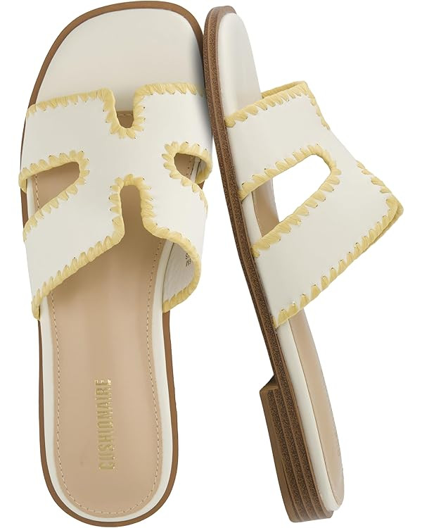 CUSHIONAIRE Voyage Cutout Strap Slides for Women, Slip On Summer Flats, Trendy Footwear, Memory F... | Amazon (US)