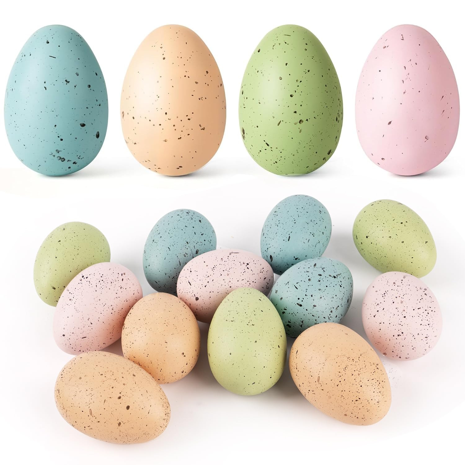 24 Pcs Easter Speckled Eggs, 2.4" 4 Colors Plastic Eggs for Easter Decorations, Pastel Easter Dec... | Amazon (US)