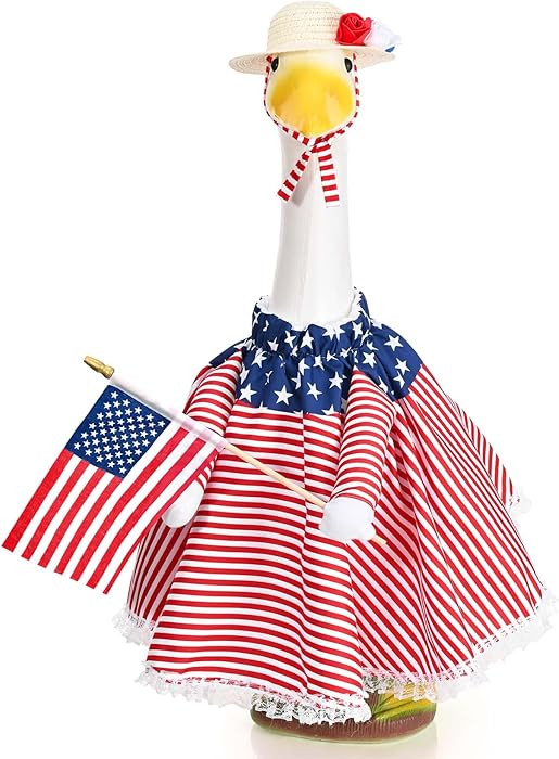JcHrmers Patriotic Porch Goose Outfits 4th of July Goose Outfit Fits 23" Cement Plastic Goose Sta... | Amazon (US)