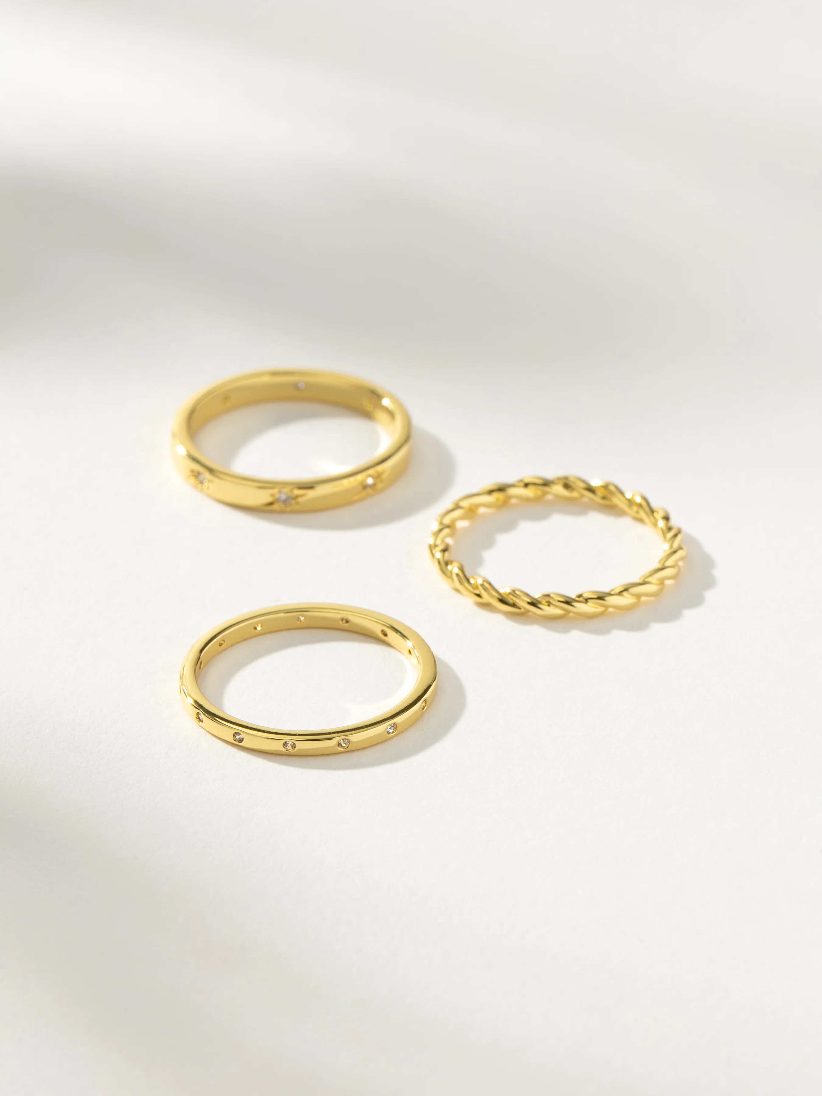 Triad Everyday Ring Set of Three in Gold | Uncommon James | Uncommon James