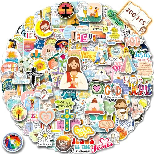 200PCS Jesus Christian Stickers, Religious Stickers for Kids Bible Verse Stickers Christian Stickers for Water Bottles Laptop, Vinyl Faith Wisdom Words Stickers Christian Gifts | Amazon (US)