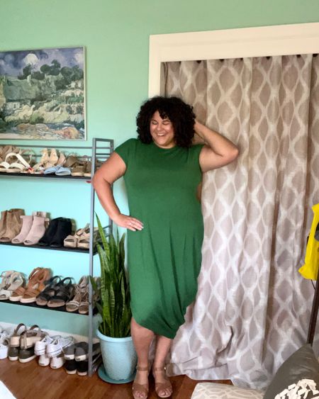 This iconic dress is available in a rainbow of colors, crew neck, v-neck, and sleeveless.

This green is great for fall! And it’s available in sizes 00-40.

I’m wearing the S 14-16.

Promo Code for Extra 10% Off Sitewide: INFS-MBMOMMA10 through 10/1.

#uspartner 

#LTKover40 #LTKmidsize #LTKplussize