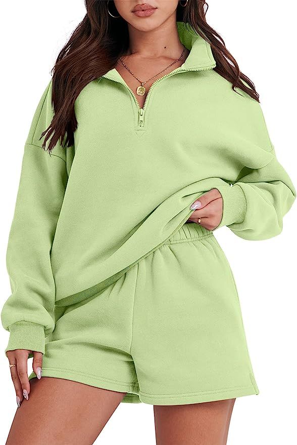 ANRABESS Women's Oversized 2 Piece Lounge Sets Fall Outfits 2023 Long Sleeve Cozy Casual Pajamas ... | Amazon (US)
