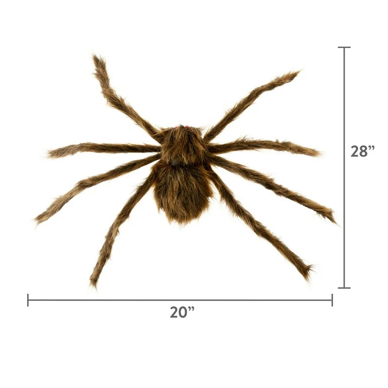 Halloween 28-in Prop Brown Hairy Spider Plush Figure, Outdoor Decoration, by Way to Celebrate | Walmart (US)