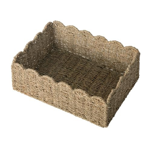Scalloped Basket, Wicker Storage Baskets, Hand Woven Baskets for Shelves,Natural Baskets for Organizing (Seagrass&M-14" L x 10.5" W x 6" H) | Amazon (US)