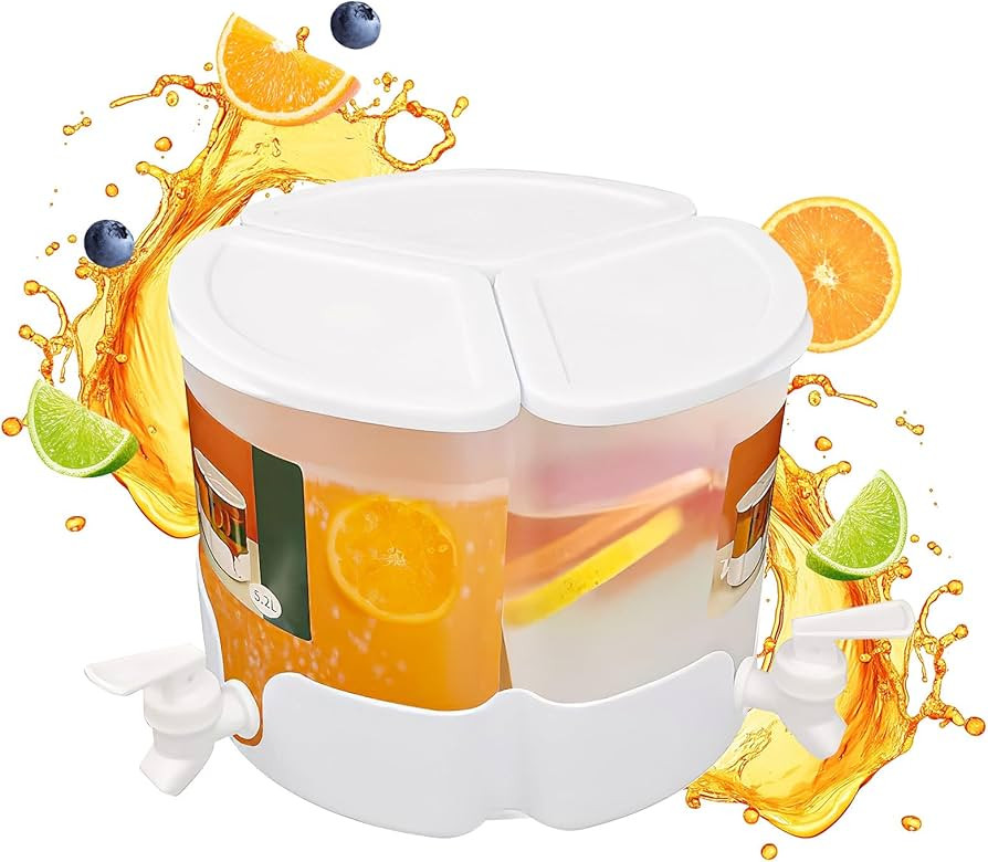 5.2L/1.3Gal Beverage Dispenser 360\u00b0 Rotate Juice Drink Dispenser 3 Compartment with Spigot, ... | Amazon (US)