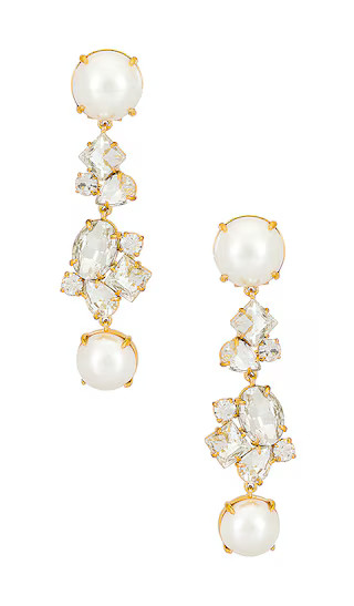 Pearl and Crystal Cluster Linear Drop Earring in Crystal | Revolve Clothing (Global)