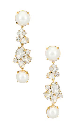 Pearl and Crystal Cluster Linear Drop Earring in Crystal | Revolve Clothing (Global)