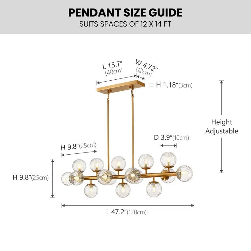 Faustena 16-Light Dimmable Bubble Glass Golden Sputnik Modern Linear Chandelier | Wayfair North America