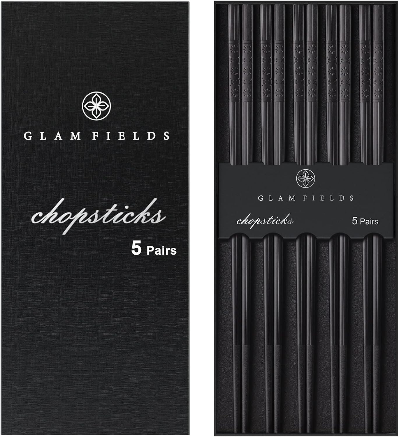 Chopsticks, GLAMFIELDS 5 Pairs Premium Black Chopsticks Reusable for Sushi Japanese Matte Anti-sl... | Amazon (US)