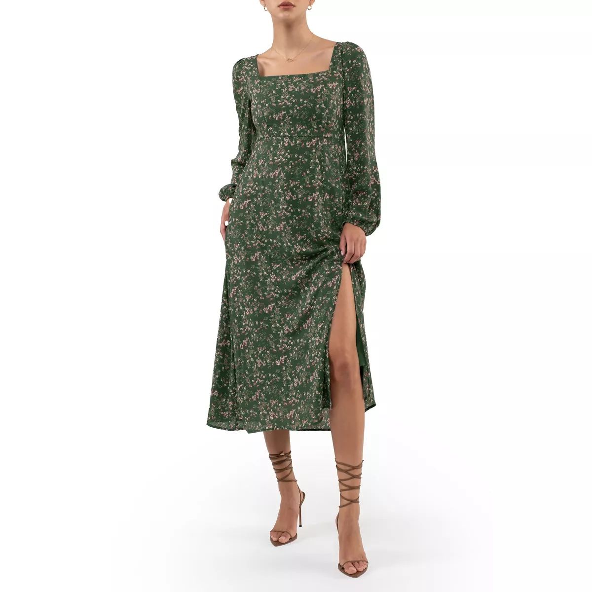 August Sky Women's Side Slit Floral Midi Dress | Target