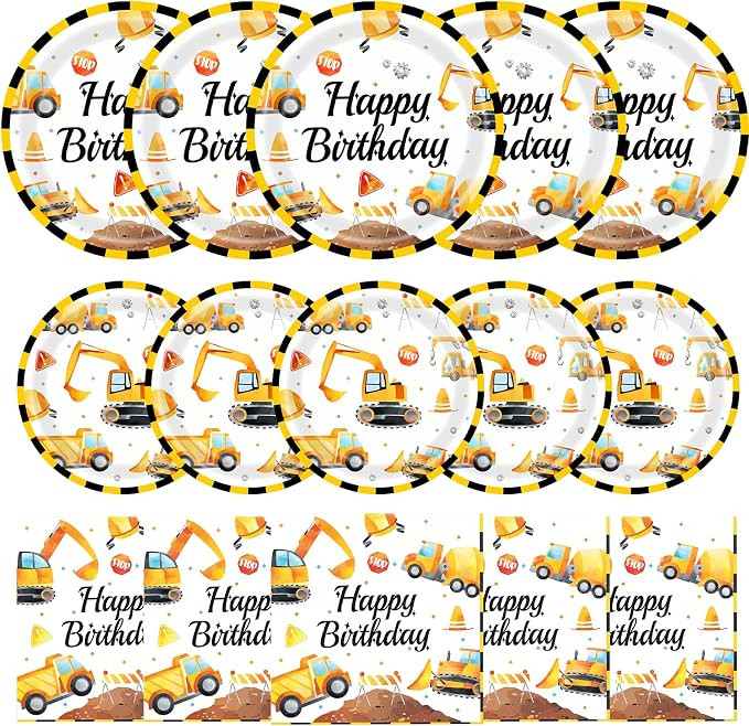 150 Pcs Construction Plates and Napkins Constructions Birthday Party Supplies Construction Theme ... | Amazon (US)