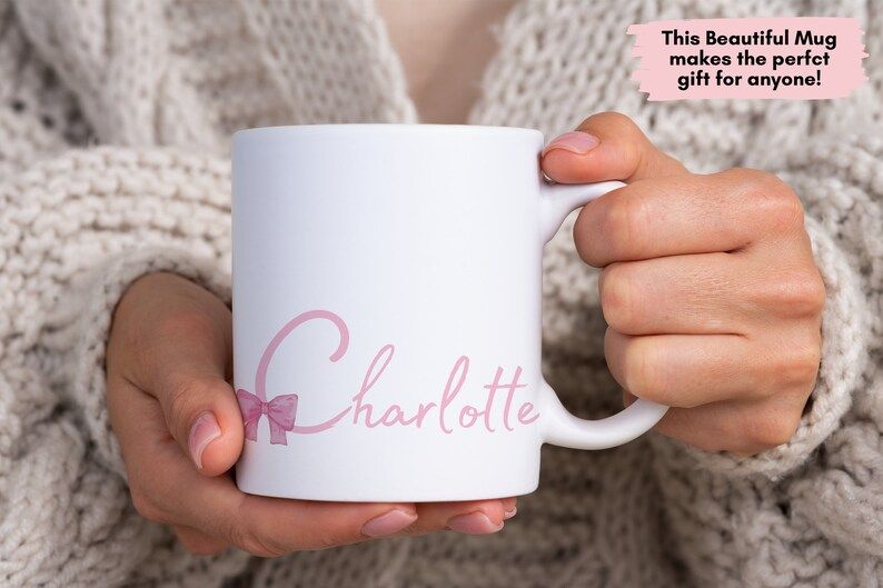 Personalized Coquette Mug Pink Mug Cute Bow Mug Gift For Mom Present for Coffee Lover Pink Bow Mu... | Etsy (US)