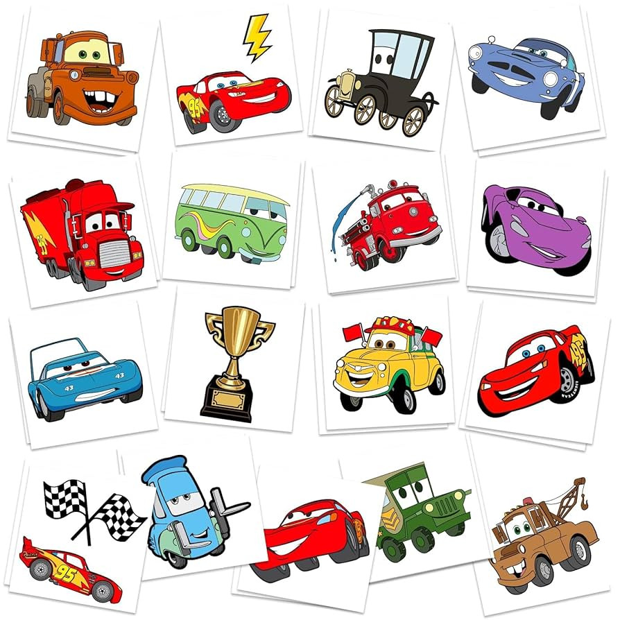 Cars Birthday Party Supplies, 34Pcs Temporary Tattoos Party Gifts, Removable Fake Tattoo Stickers... | Amazon (US)