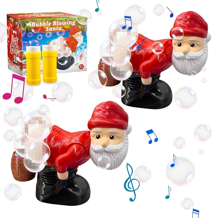 Musical Santa Bubble Blower 2 Pcs Bubble Blowing Santa Bubble Machine with Flashing Lights Automa... | Amazon (US)